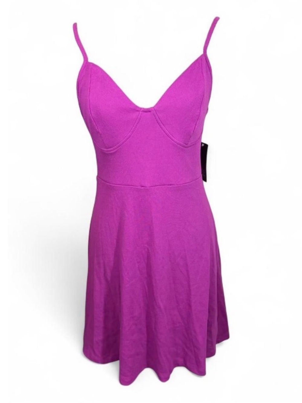 NWT Wild Fable Plum Purple Ribbed Mini Dress Spaghetti Strap Fit & Flare M